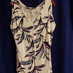 V neck top sleeveless splashes of purples and turq